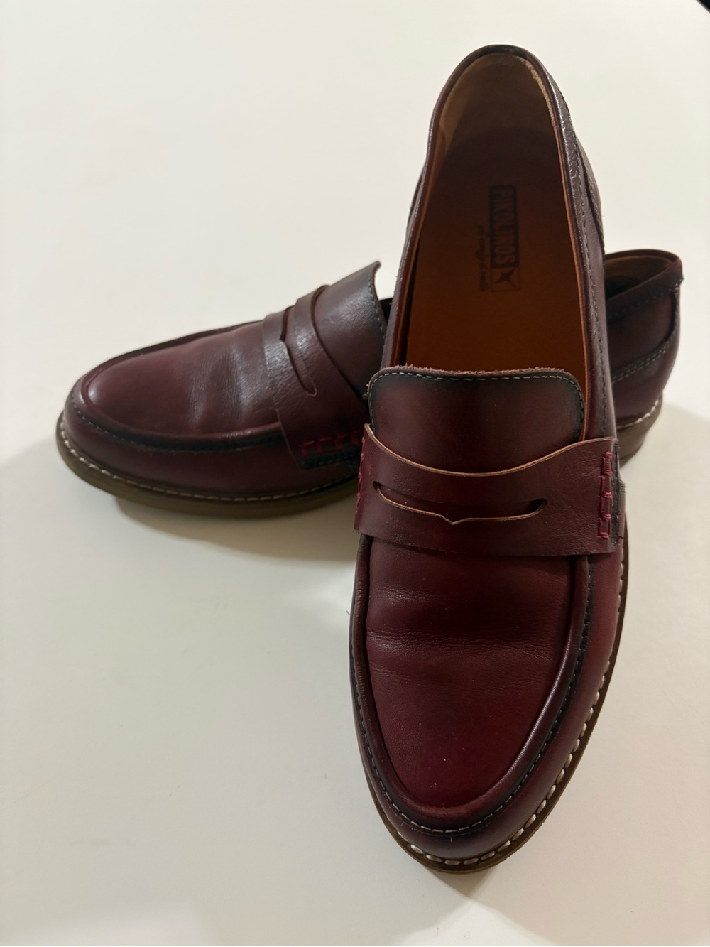 PIKOLINOS Burgundy Leather Penny Loafers - Women - Picture 2 of 10